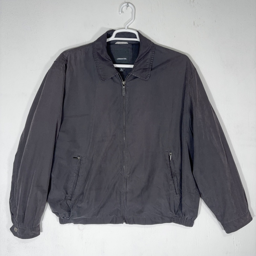 London Fog Microfiber Jacket Mens XL Grey Minimalist Preppy Coat